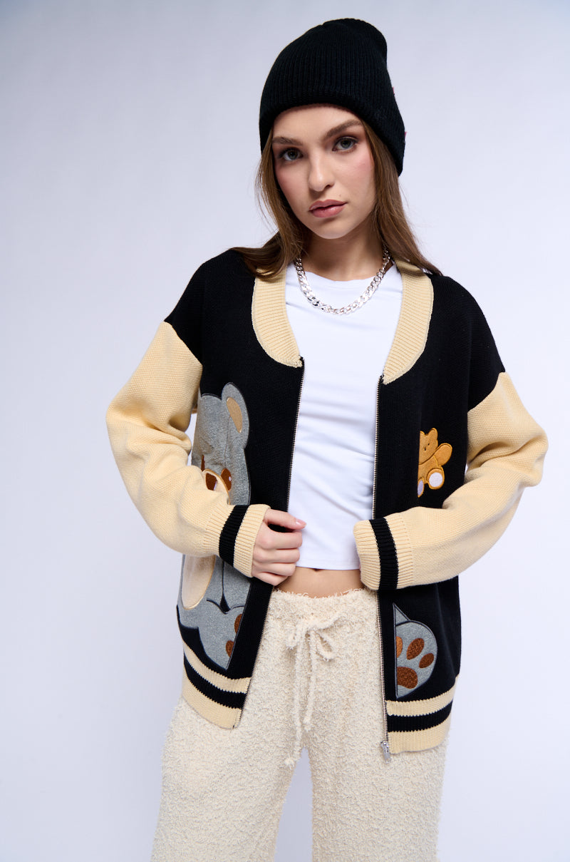 BEARY COZY FULL ZIP OVERSIZED SWEATER