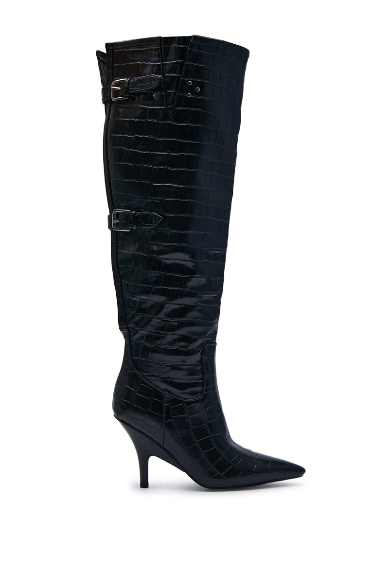 AZALEA WANG RHODES BLACK CROC WEDGE BOOT