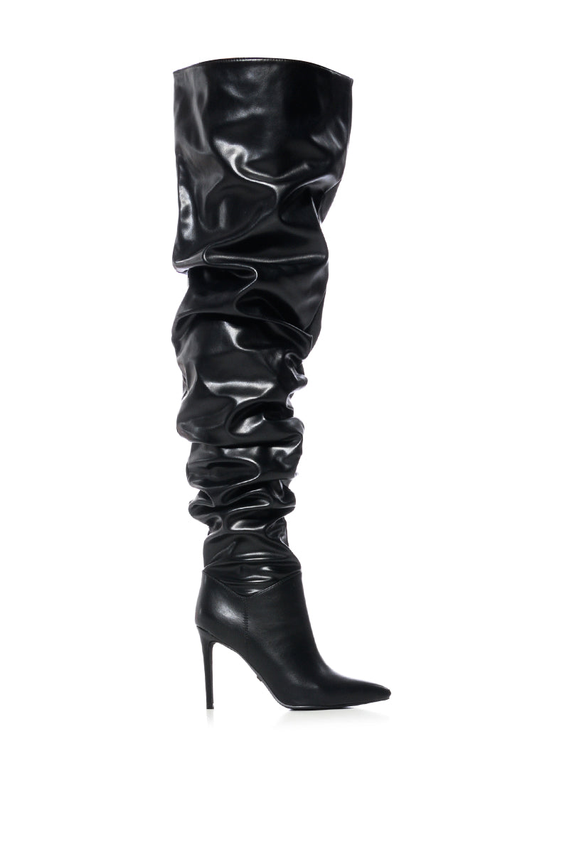 AZALEA WANG TORVI BLACK RUCHED BOOT