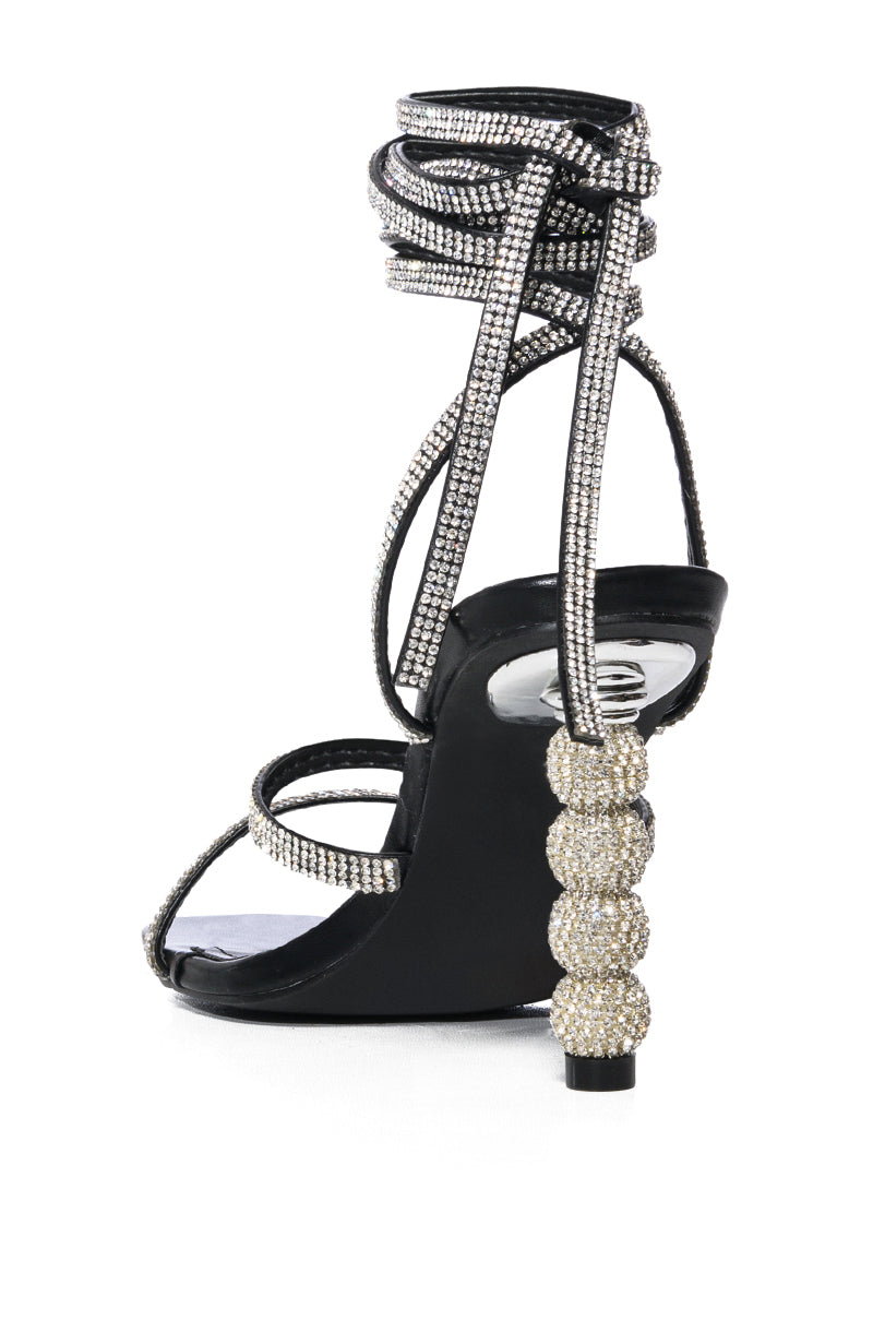 AZALEA WANG LIVANA BLACK RHINESTONE HEEL