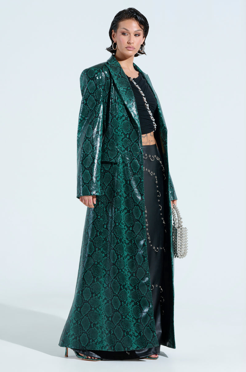 INCOGNITO SNAKE PRINT TRENCH IN GREEN