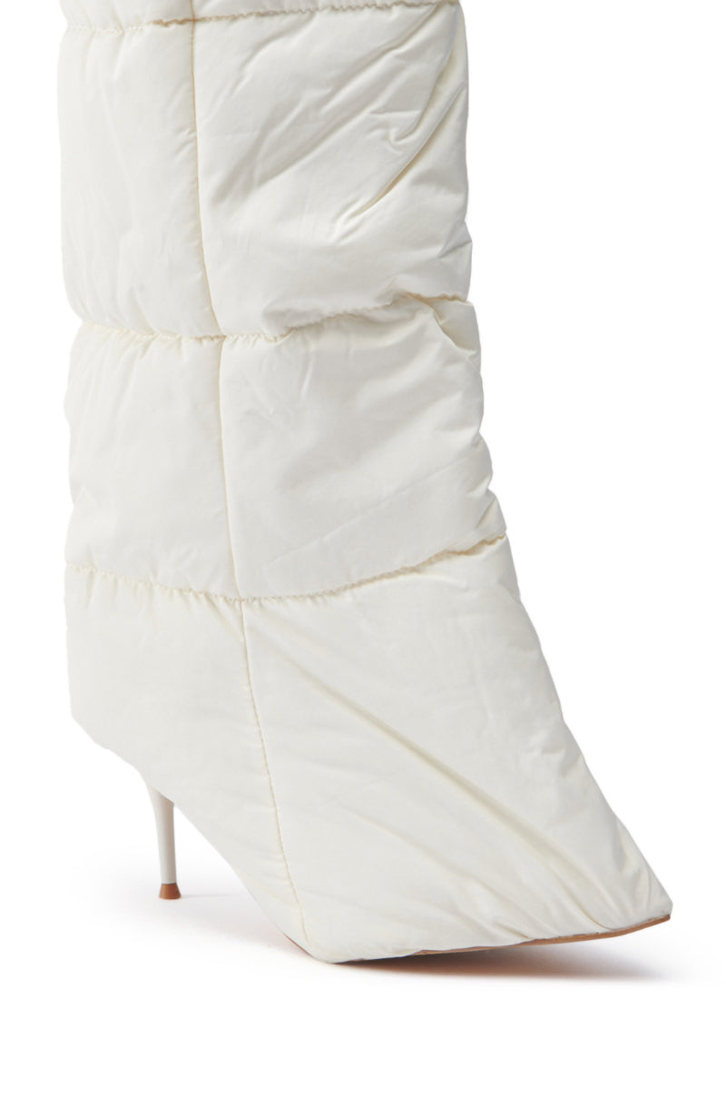 DREAMSICLE CREAM PUFFER STILETTO BOOT