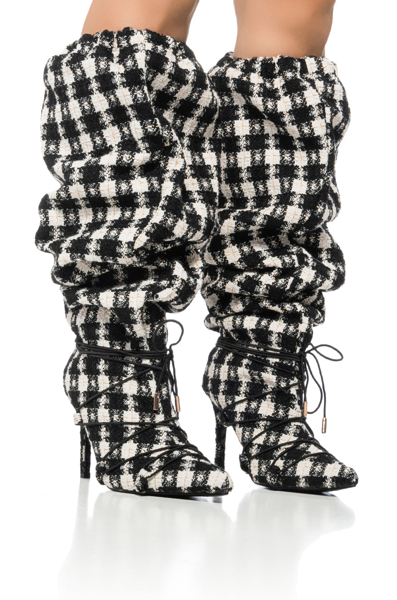 AZALEA WANG MEANDRA TWEED BOOT IN MULTI