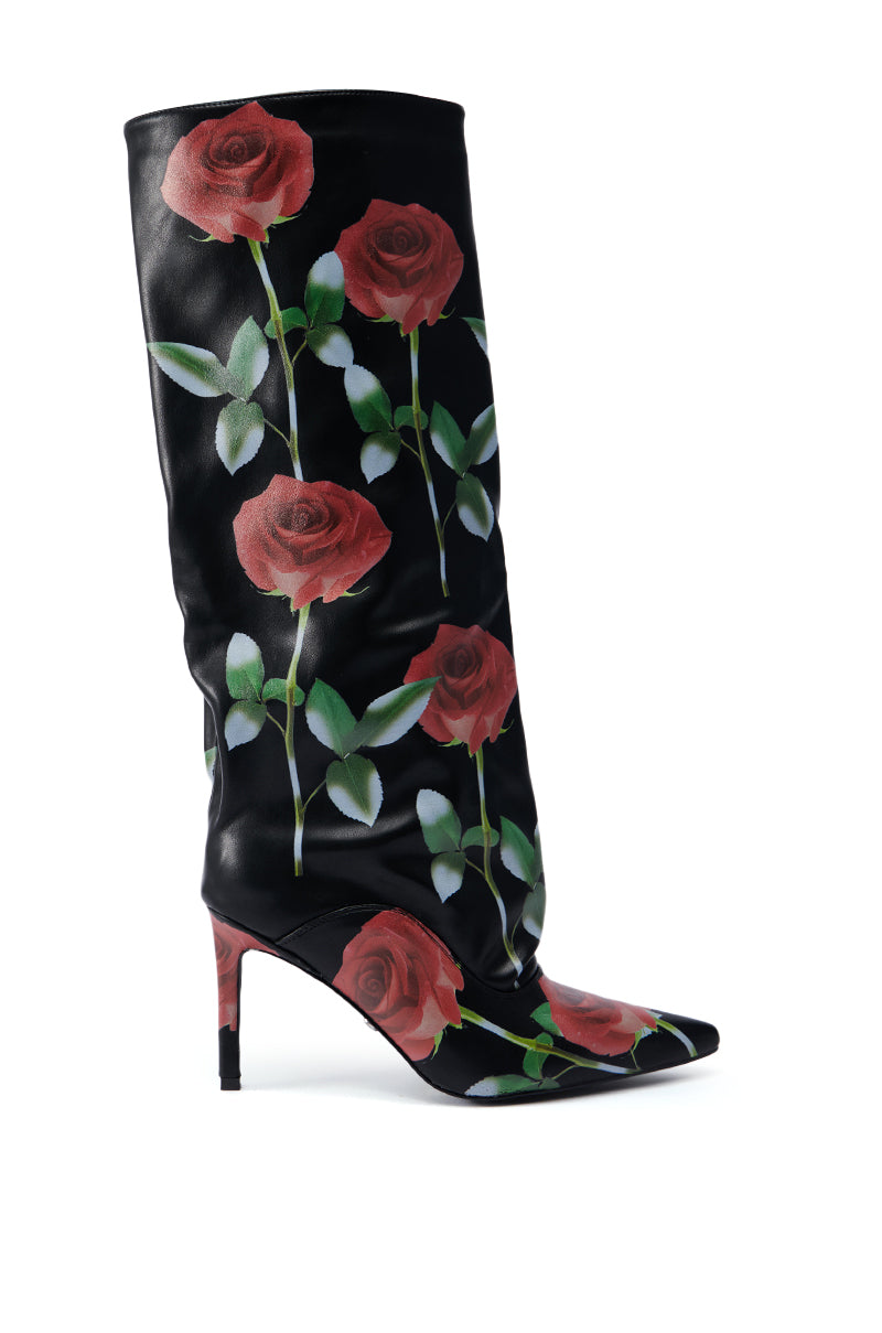 AZALEA WANG BRIDGIE BLACK AND FLORAL STILETTO