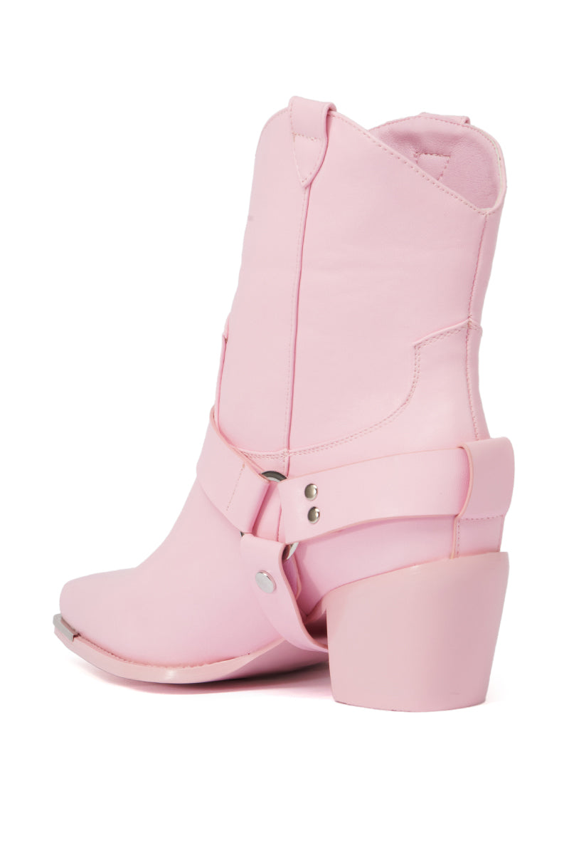 AZALEA WANG JOAKIMA PINK WESTERN BOOTIE