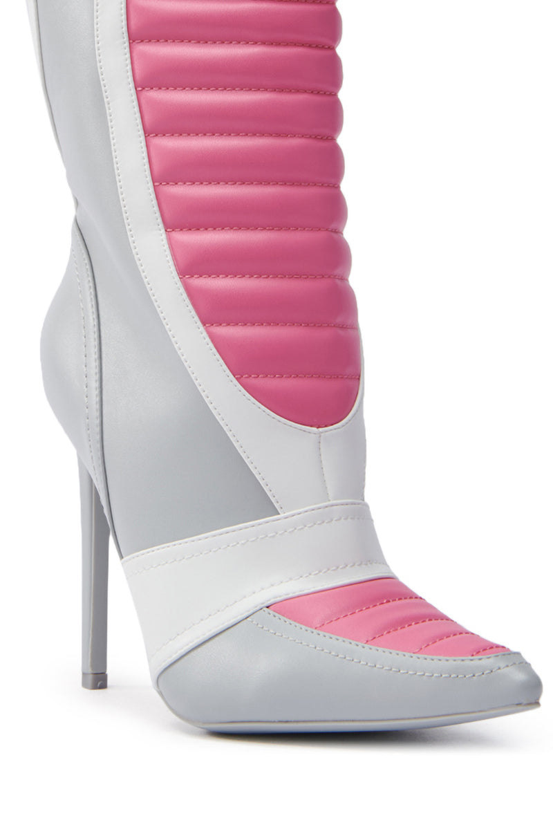 AZALEA WANG LORDEANA PINK SPORTY COCKTAIL BOOTIE