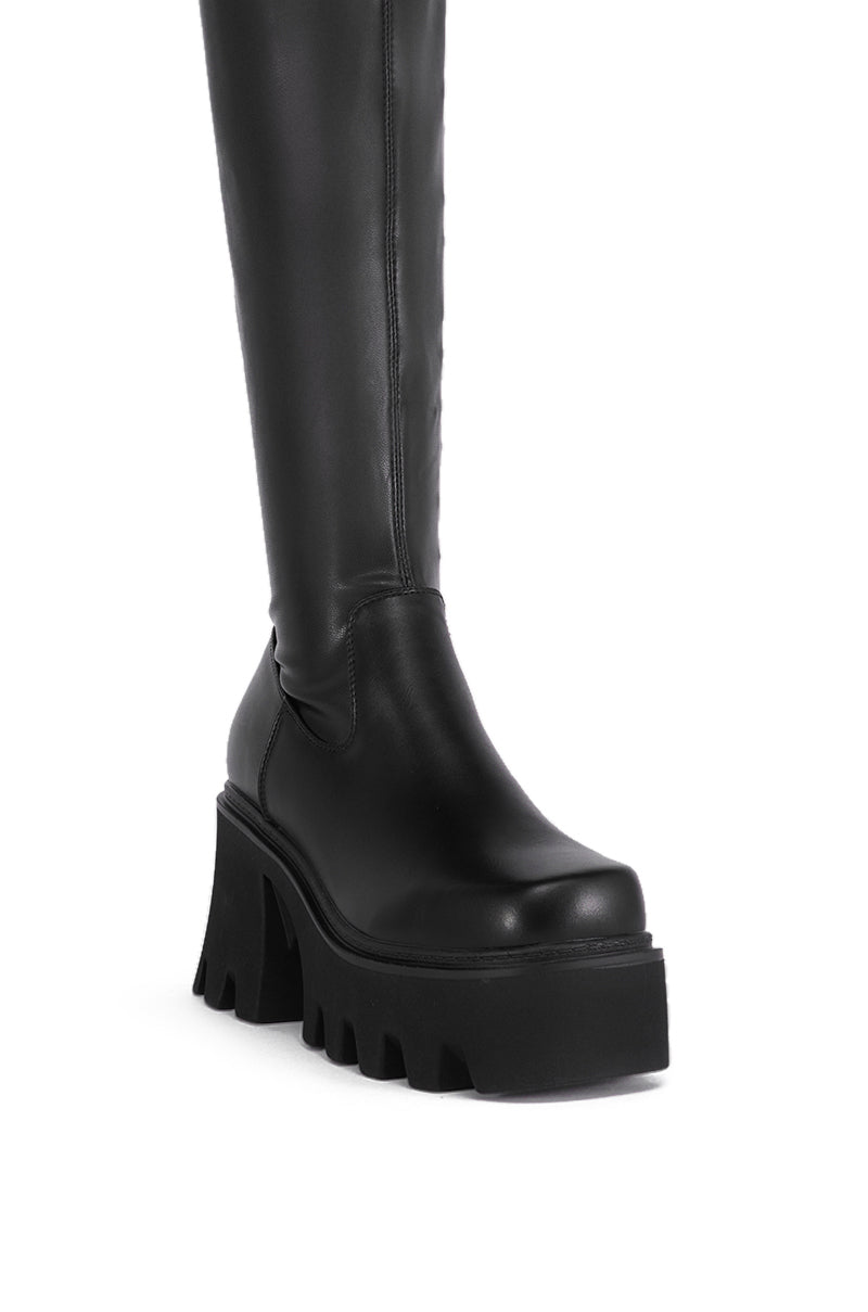 AZALEA WANG MARWA BLACK CHUNKY STRETCH BOOT