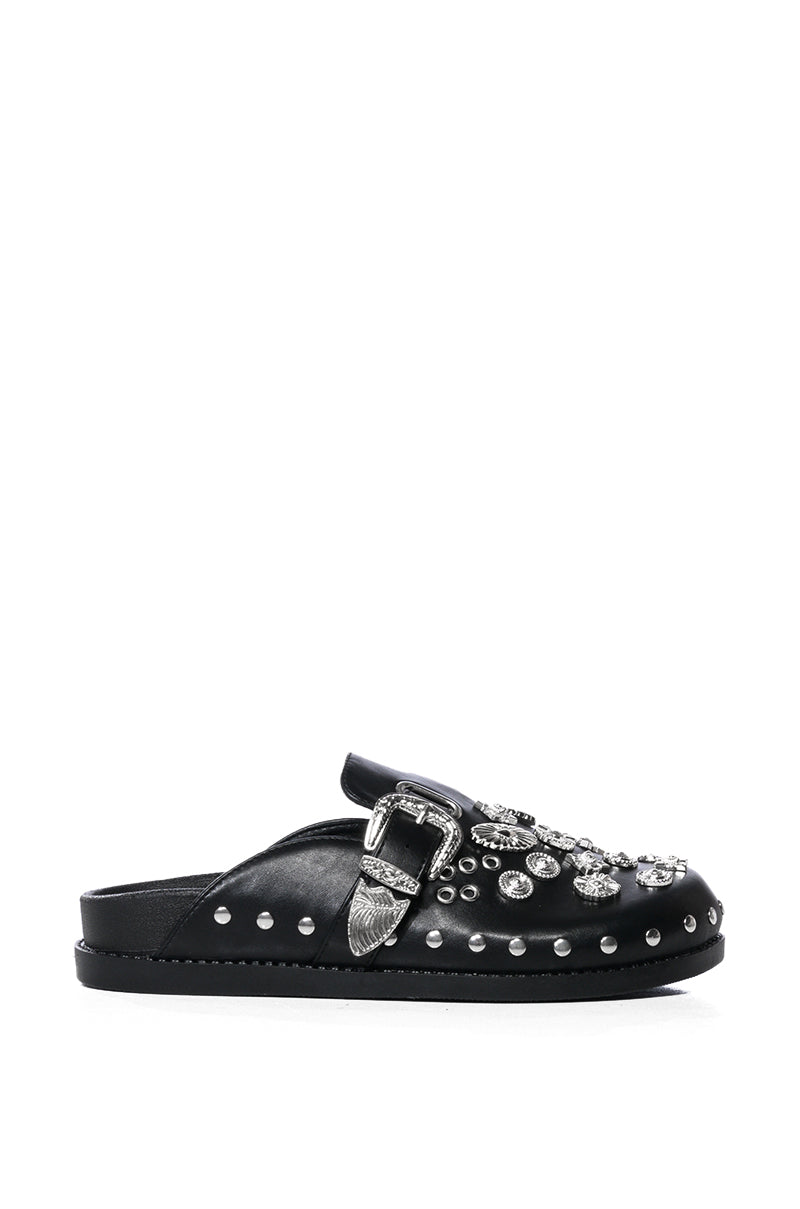 AZALEA WANG MOHSIN BLACK EMBELLISHED CLOG