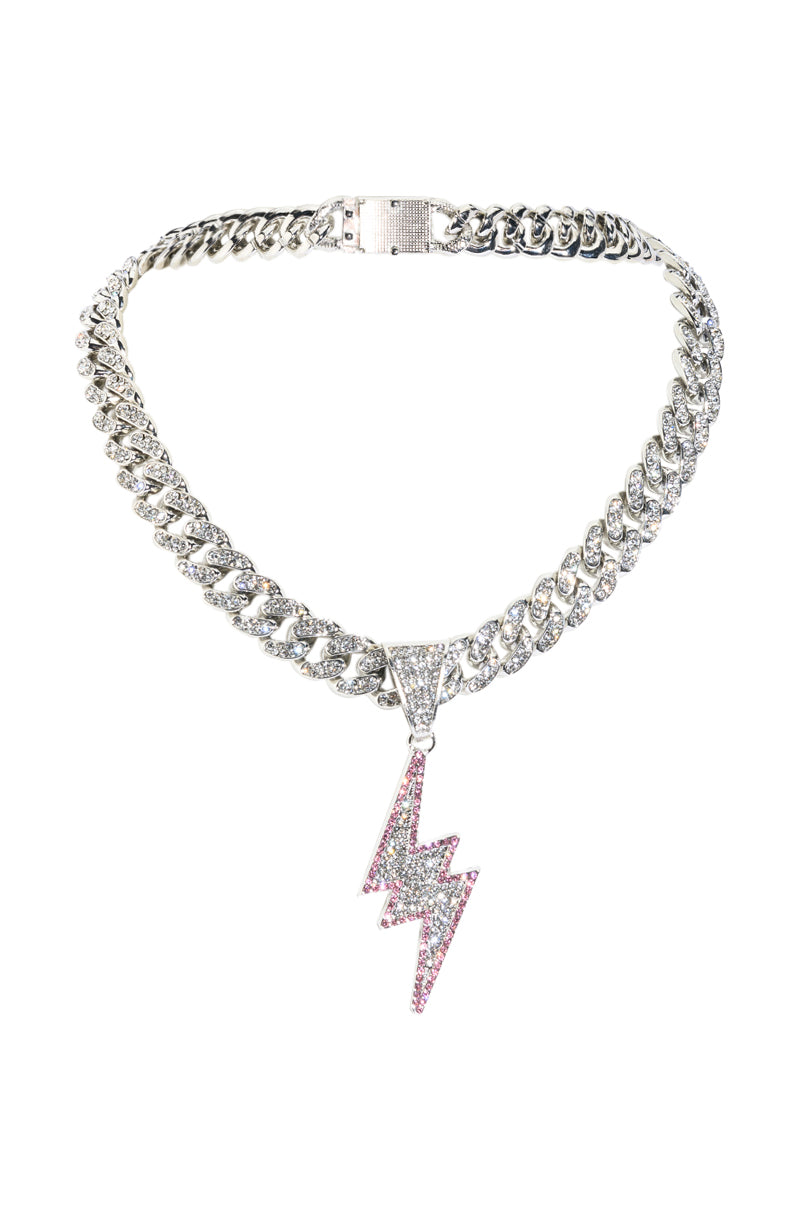 ELECTRIC SHOCK EMBELLISHED CHAIN NECKLACE