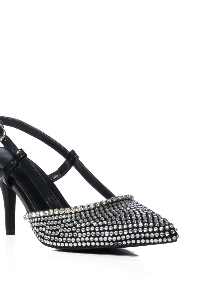 AZALEA WANG ON MY TAB EMBELLISHED SLINGBACK PUMP IN BLACK