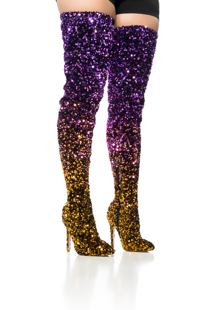 AZALEA WANG ELLIANA SEQUIN MULTI STILETTO BOOT