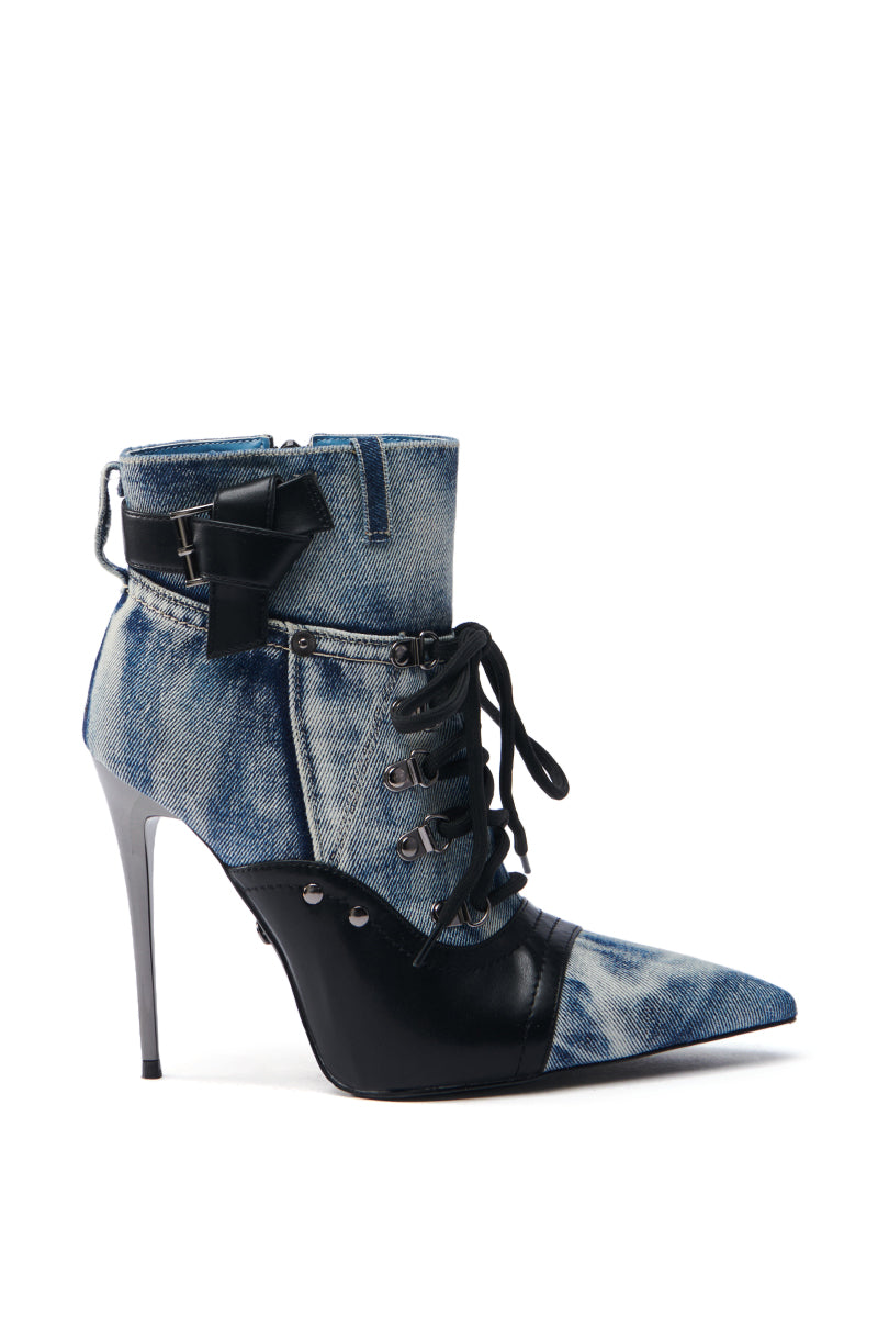 AZALEA WANG BLANCHE DENIM STILETTO BOOTIE