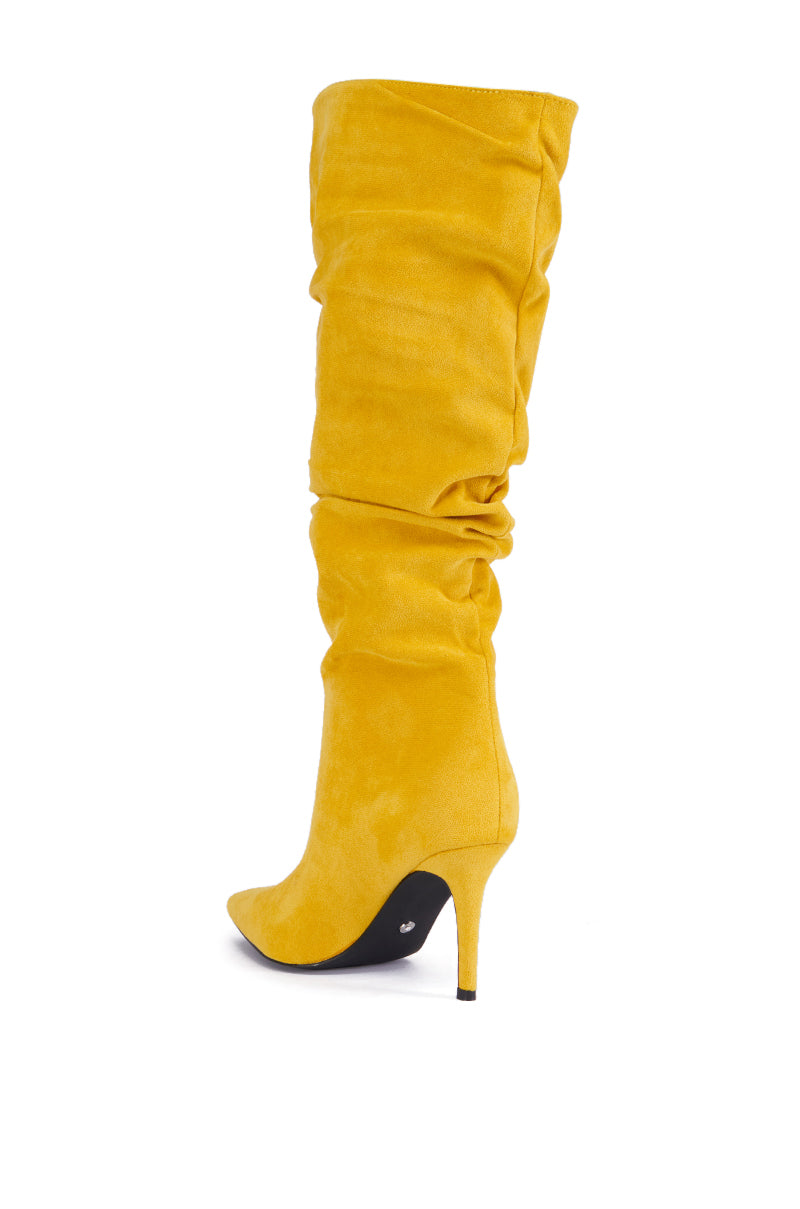 AZALEA WANG PAVETTA YELLOW FAUX SUEDE SLOUCH BOOT