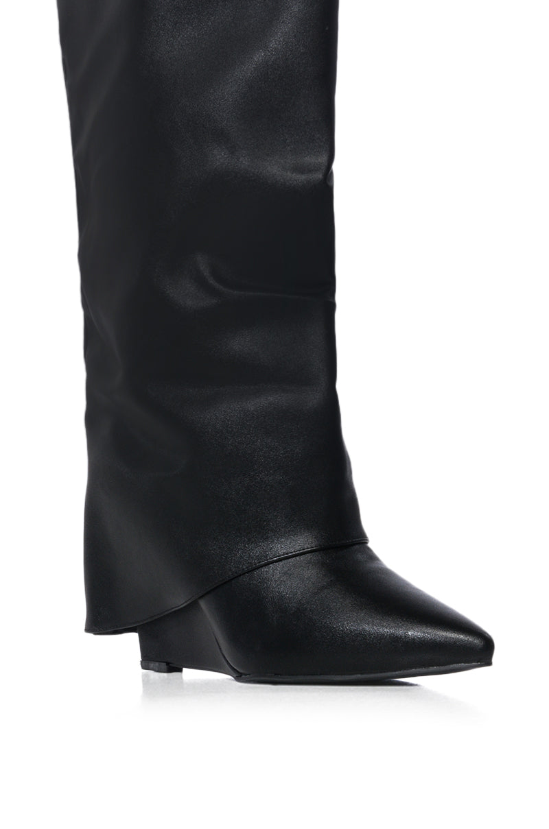 AZALEA WANG STUCK ON YOU WEDGE BOOT IN BLACK