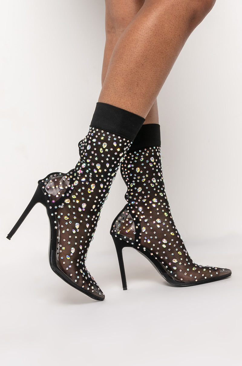 AZALEA WANG JUST A LITTLE SPOILED STILETTO BOOTIE IN BLACK