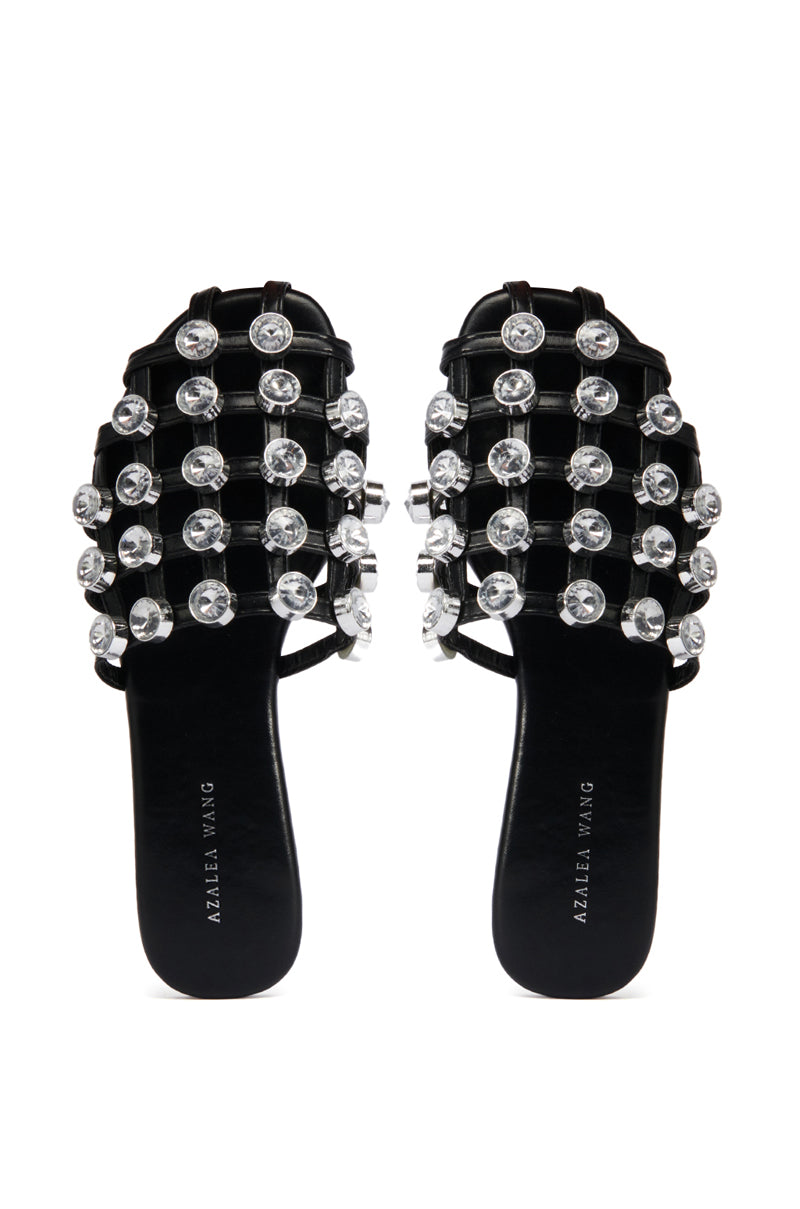 AZALEA WANG XERES GEM EMBELLISHED FLAT IN BLACK