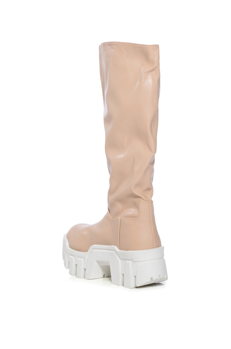 AZALEA WANG LYRICA NUDE PU CHUNKY BOOT