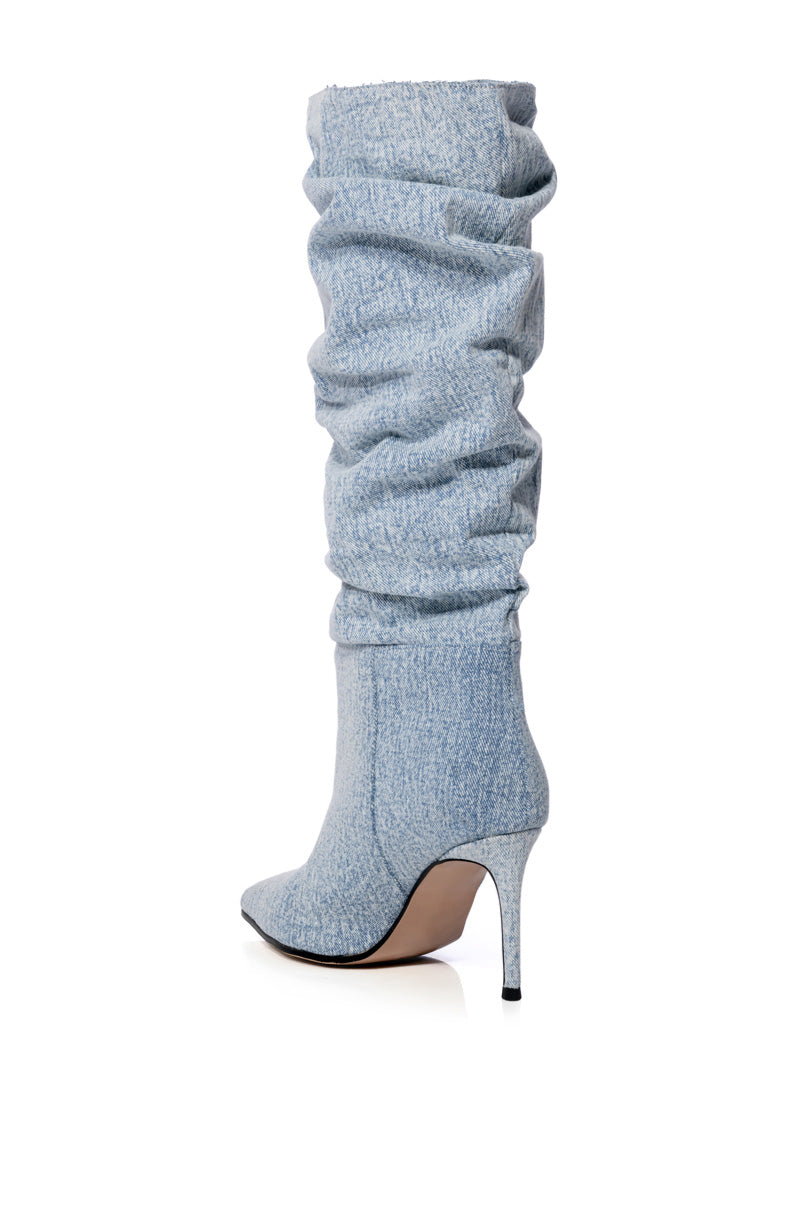 AZALEA WANG PENTAGON SLOUCH BOOT IN DENIM