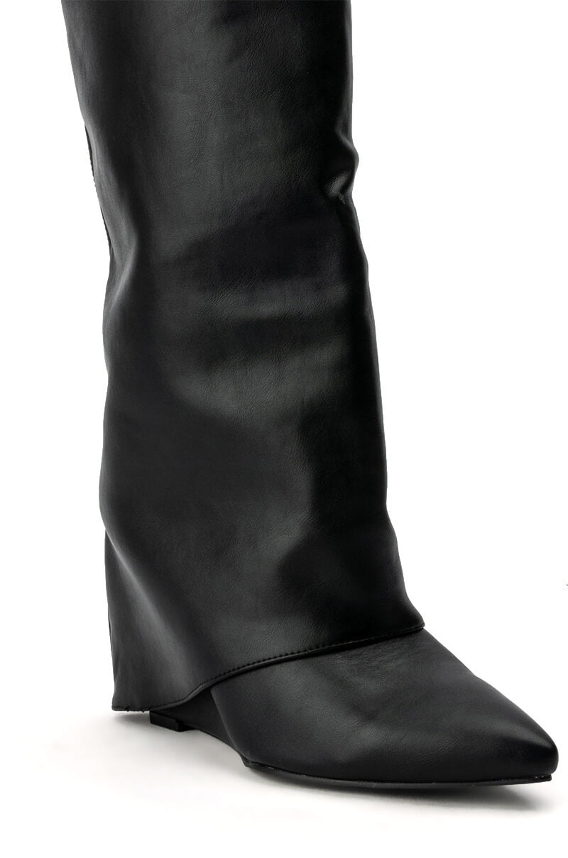 AZALEA WANG STUCK ON YOU WEDGE BOOT IN BLACK