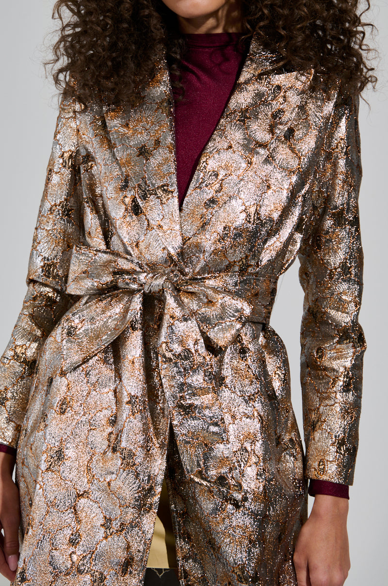 CITY LIGHTS BROCADE TRENCH