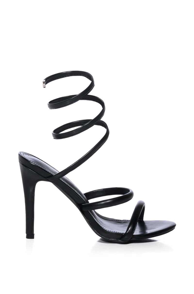 AZALEA WANG LOWRI BLACK COIL WRAP STILETTO