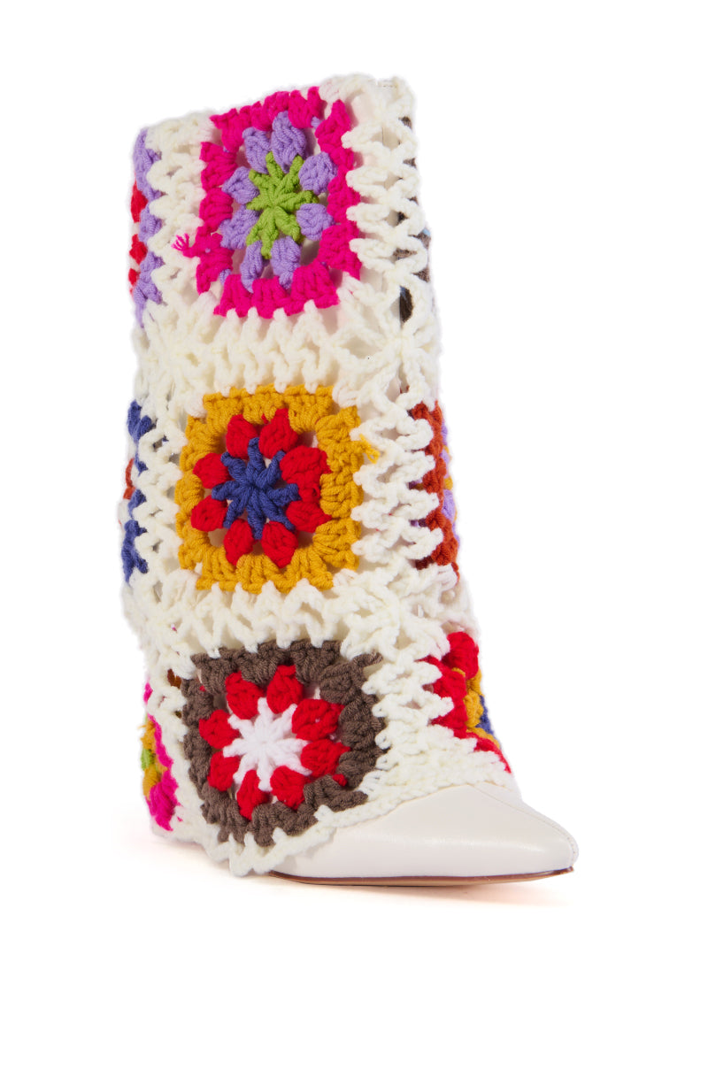 AZALEA WANG DELWYN CROCHET BOOTIE IN MULTI