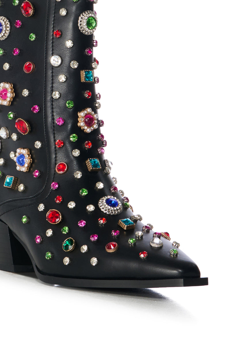 AZALEA WANG SPRINKLES EMBELLISHED BOOTIE IN BLACK