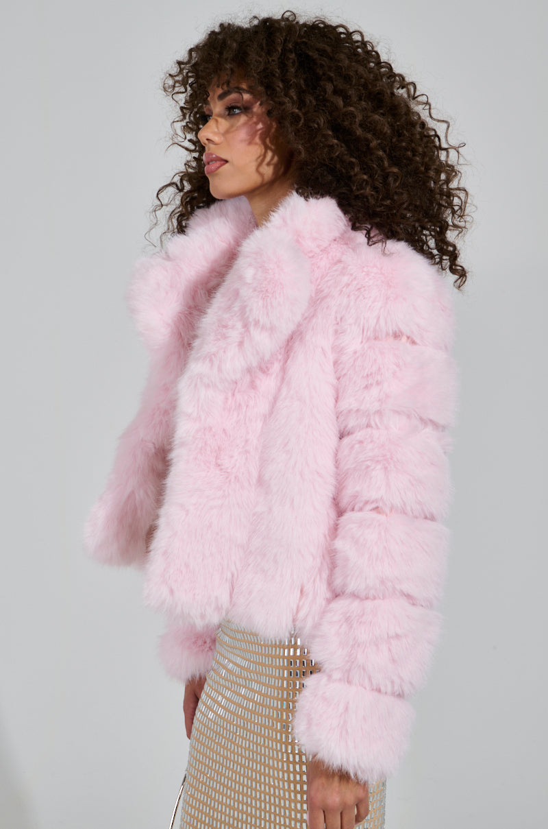 BERRIES AND CREAM FAUX FUR JACKET