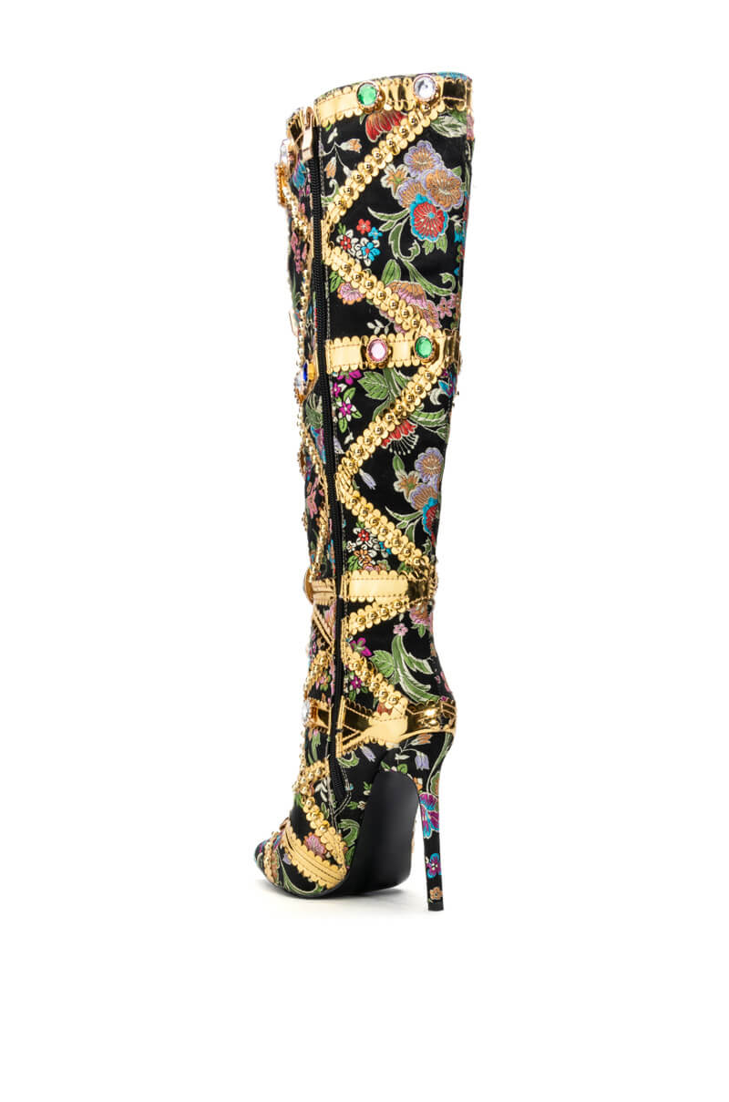 AZALEA WANG CONFIDENT EMBELLISHED BOOT IN BLACK