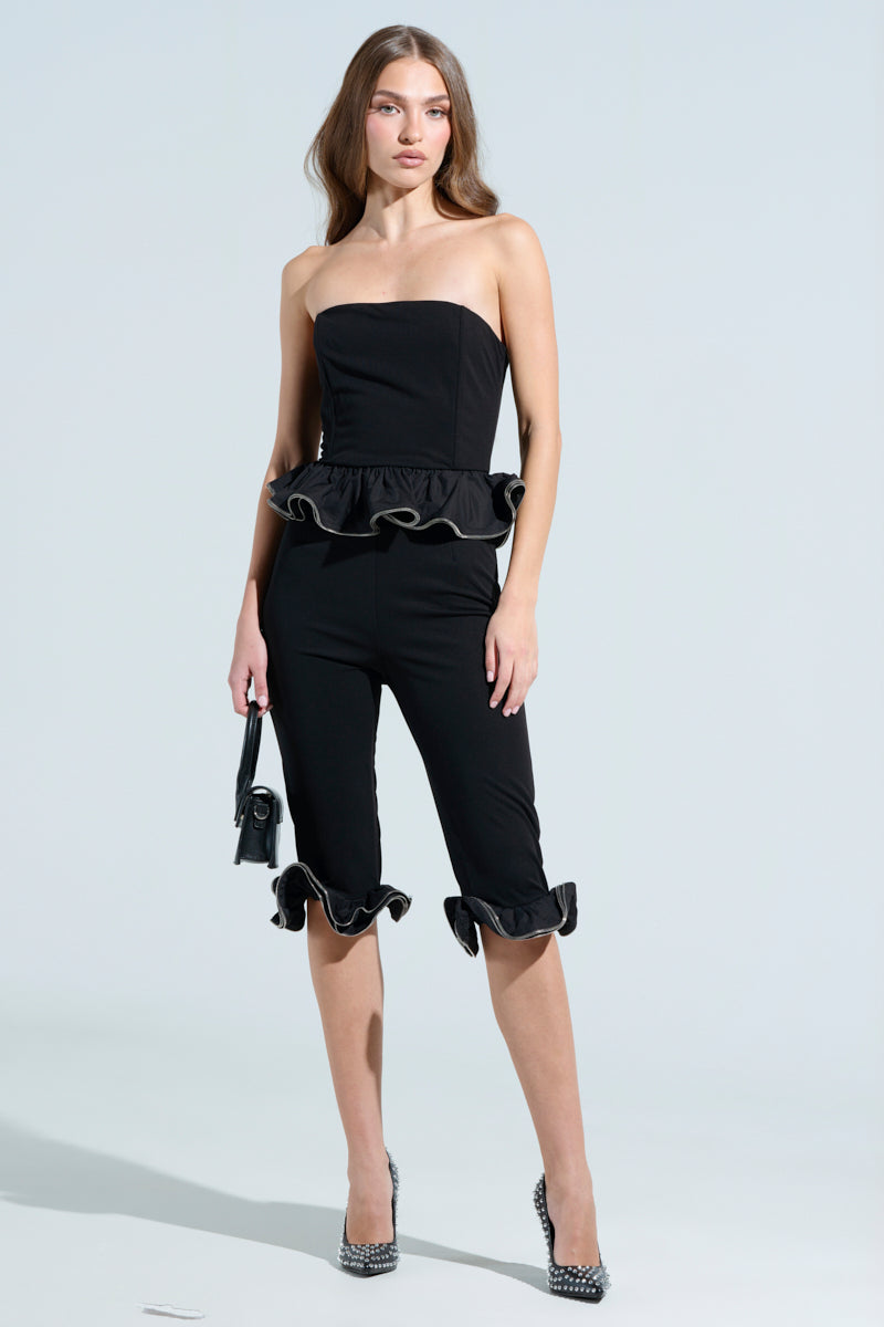 ON TREND PEPLUM JUMPSUIT WITH ZIPPER DETAIL