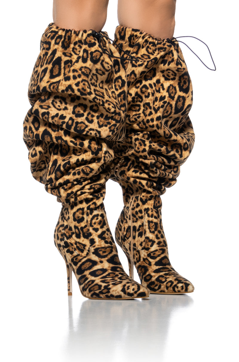 AZALEA WANG MANTIS BAGGY THIGH HIGH BOOT IN LEOPARD