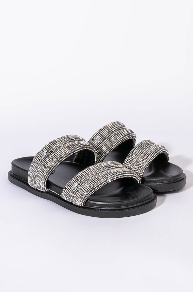 TAKE ME TO SPACE FLAT SANDAL IN BLACK