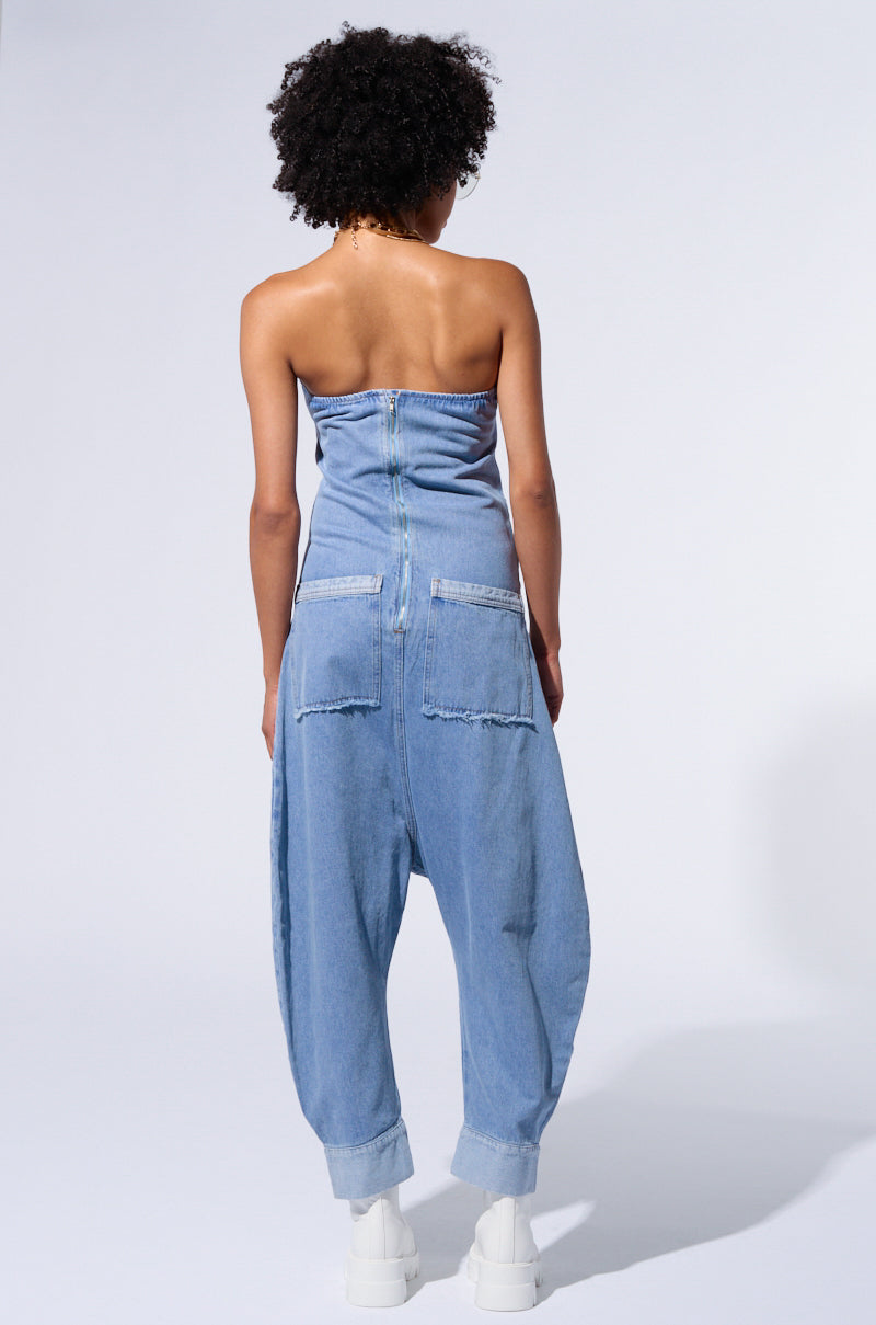 KAI DENIM DROP CROTCH JUMPSUIT