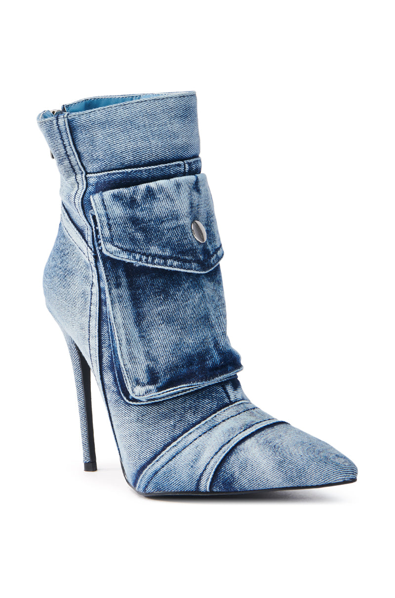 AZALEA WANG MYNAH DENIM STILETTO BOOTIE