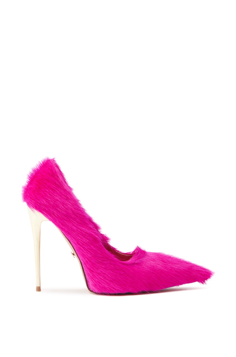 AZALEA WANG ROMEE FUCHSIA PONY HAIR PUMP