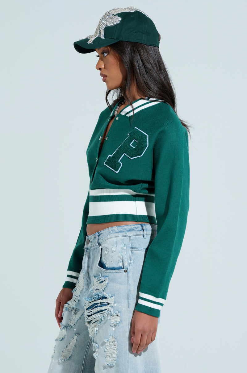 VARSITY TEAM BUTTON DOWN SWEATER