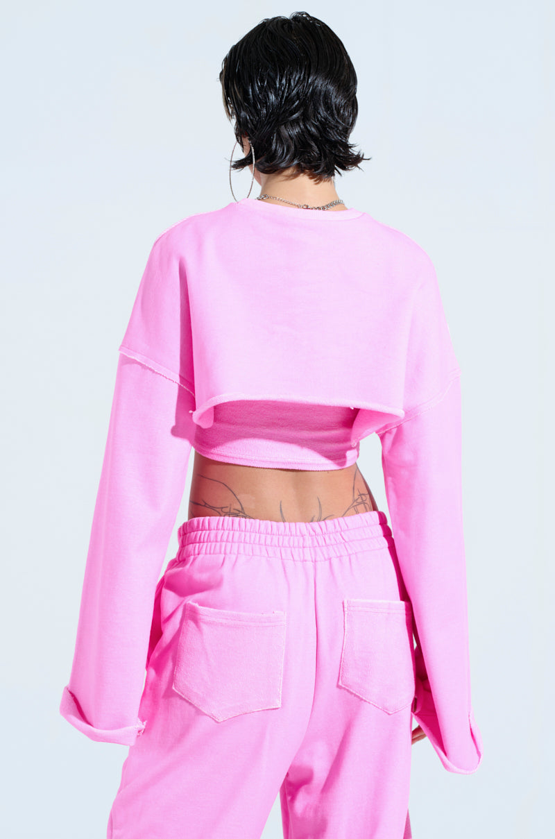 ISSA DOUBLE LAYER CROP SWEATSHIRT