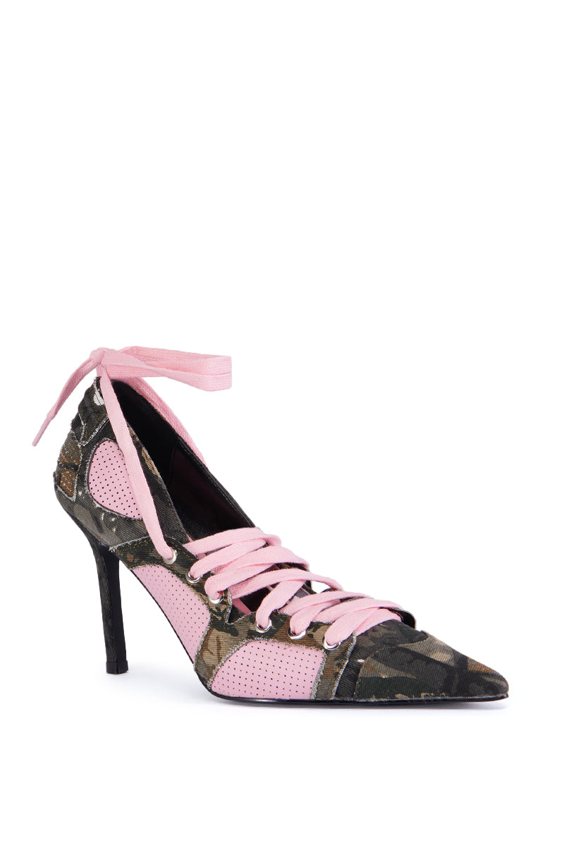 AZALEA WANG FIRST STRING CAMO SPORTY LACE PUMP