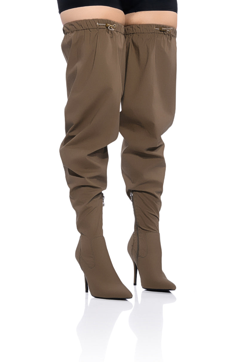 AZALEA WANG MANTIS BAGGY THIGH HIGH BOOT IN KHAKI