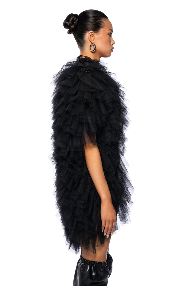 WANNA BE LOVED BY YOU TULLE WRAP SHRUG