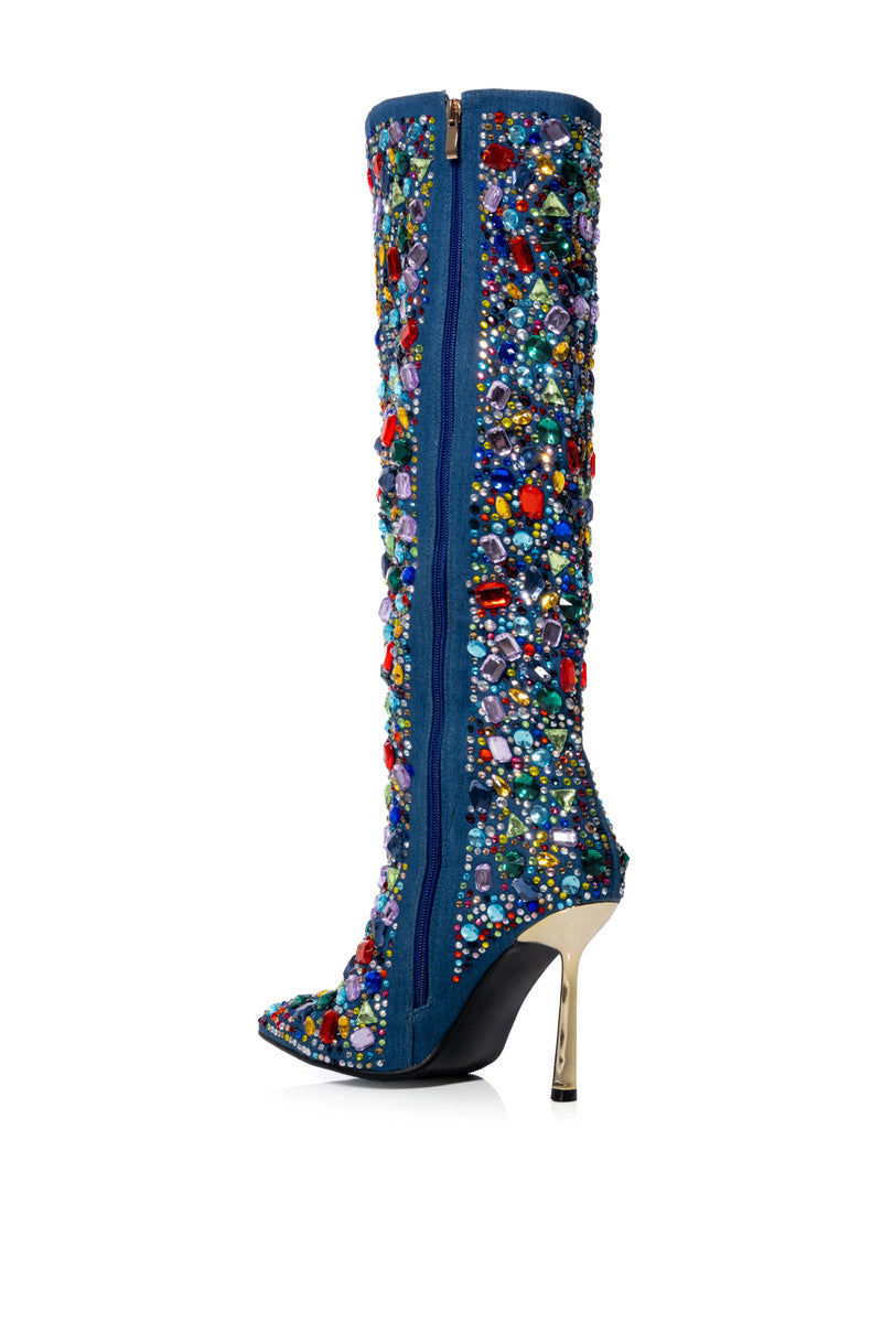 AZALEA WANG EMBER RHINESTONE MULTI STILETTO BOOT