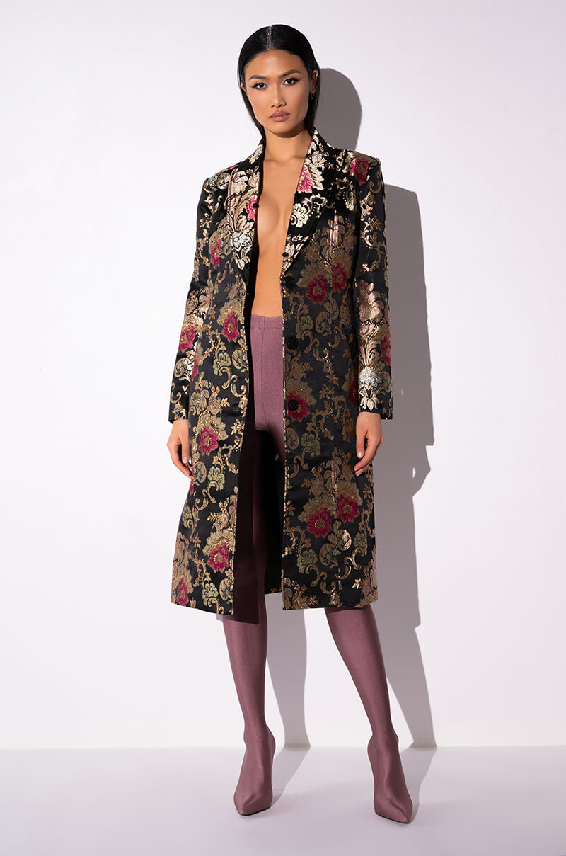 CHERRY LANE BROCADE TRENCH WITH MOHAIR FUR