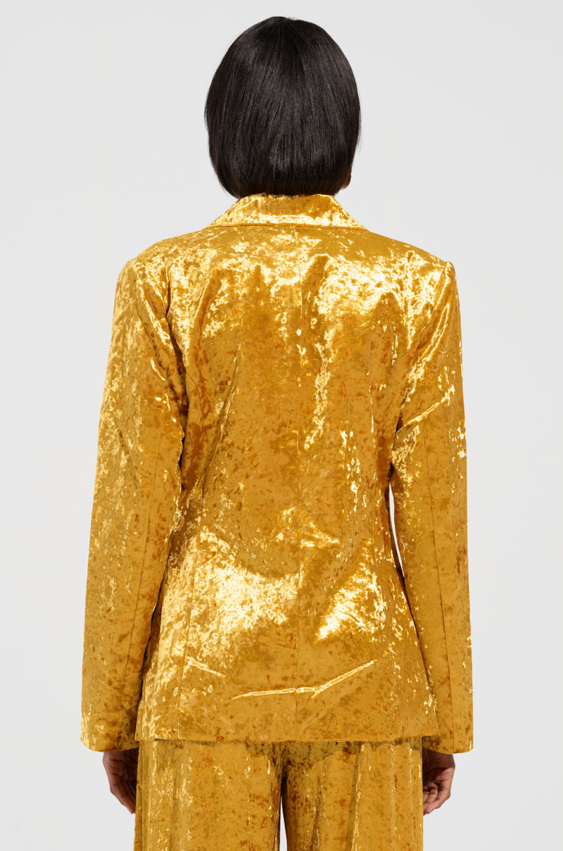 DRIPPING IN GOLD CRUSHED VELVET BLAZER