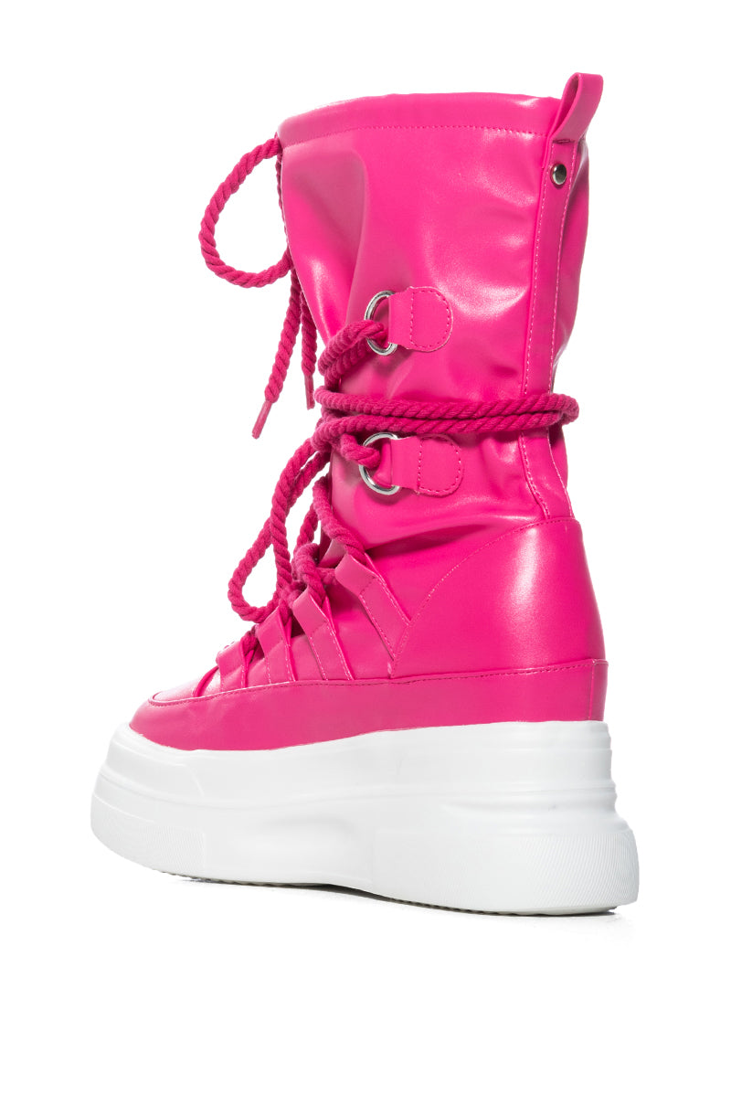 AZALEA WANG RANDOLPH LACE UP HIGH TOP SNEAKER IN FUCHSIA