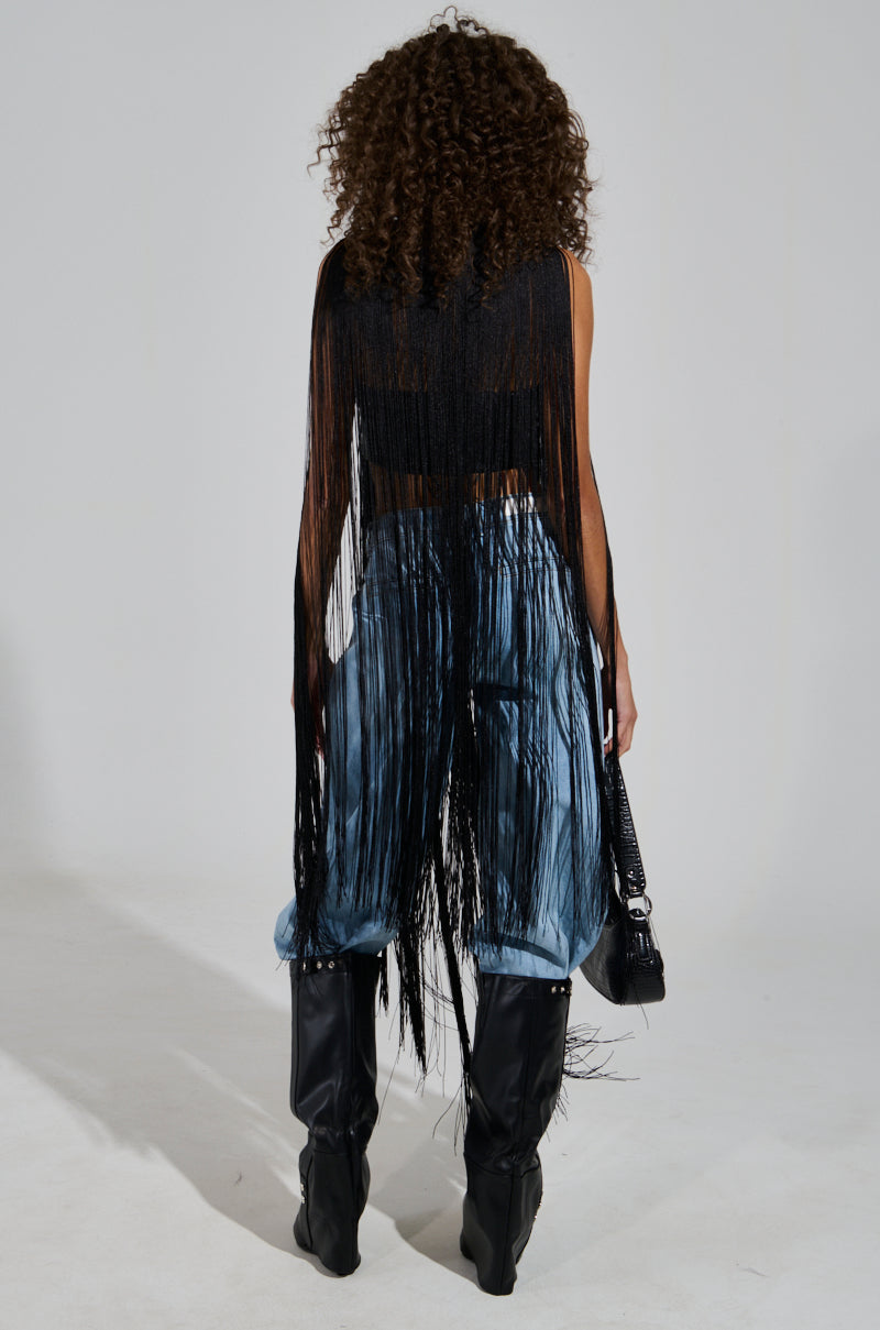 ON THE FRINGE LONG TOP