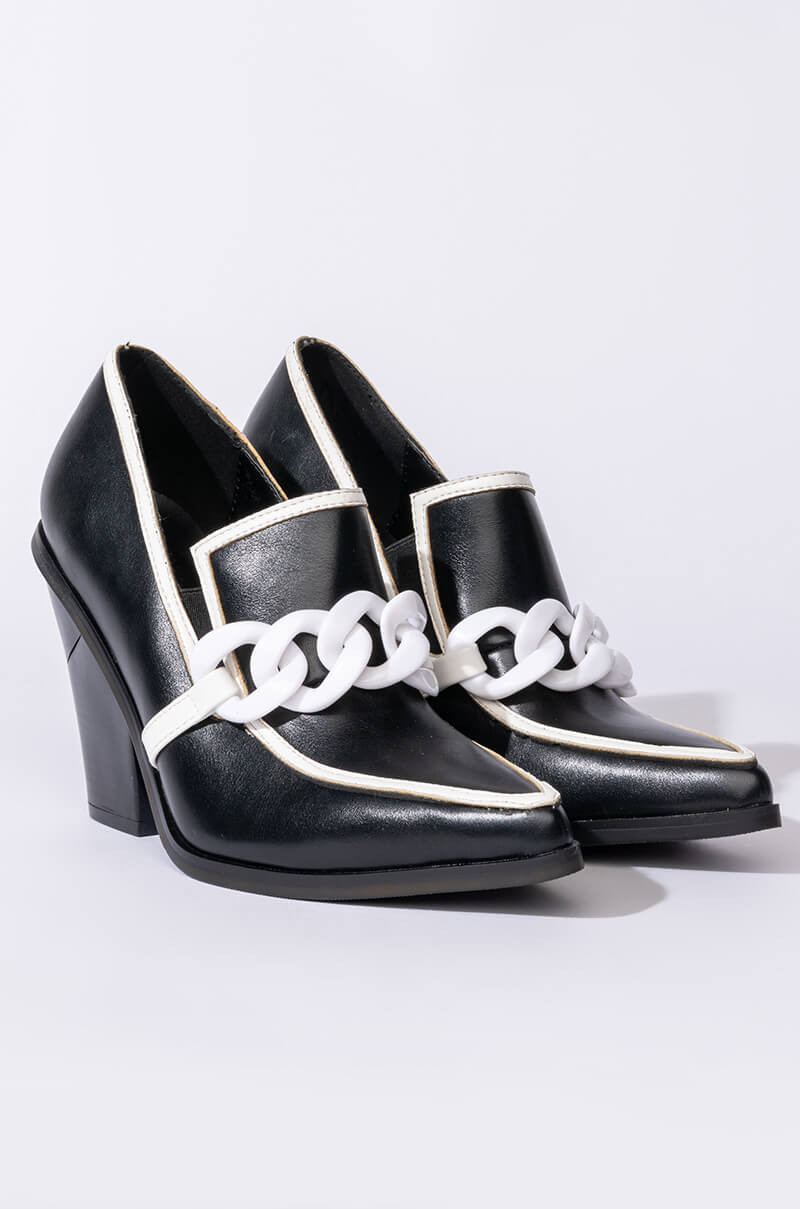 AZALEA WANG WORK HARD PLAY HARD CHUNKY BOOTIE IN BLACK WHITE
