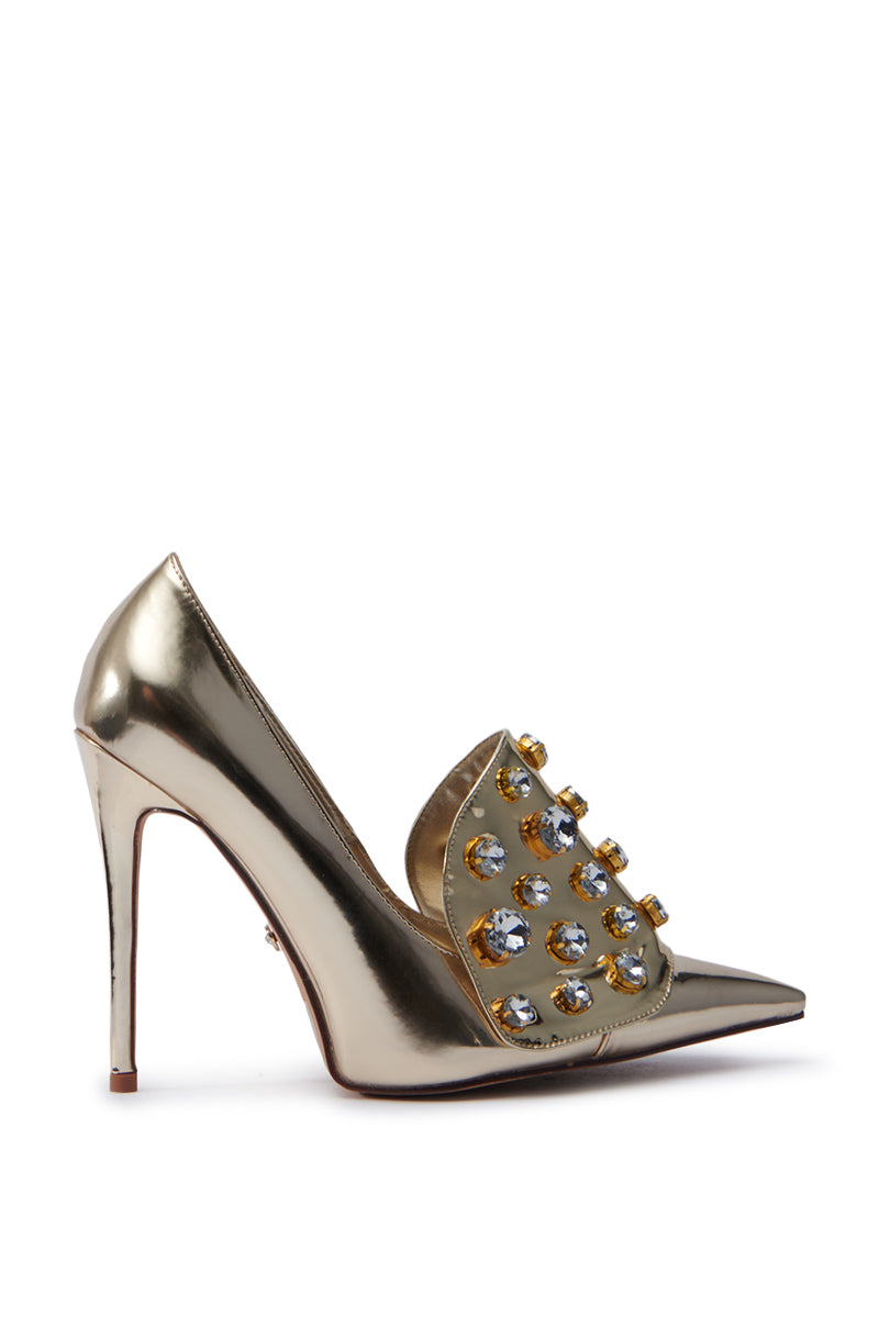 AZALEA WANG ANTHEA GOLD STILETTO PUMP