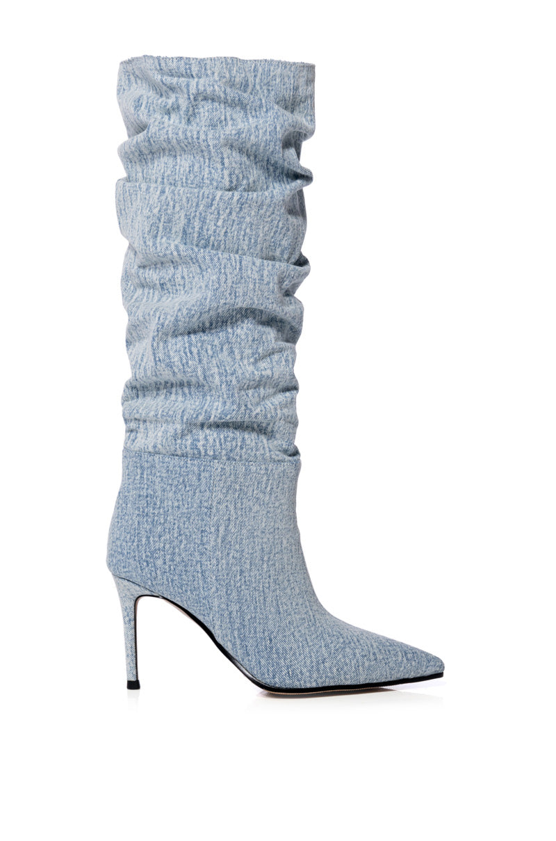 AZALEA WANG PENTAGON SLOUCH BOOT IN DENIM