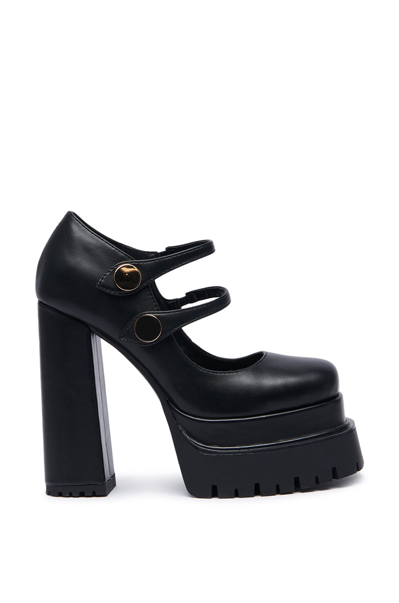 AZALEA WANG VIOLINA BLACK CHUNKY PLATFORM PUMP