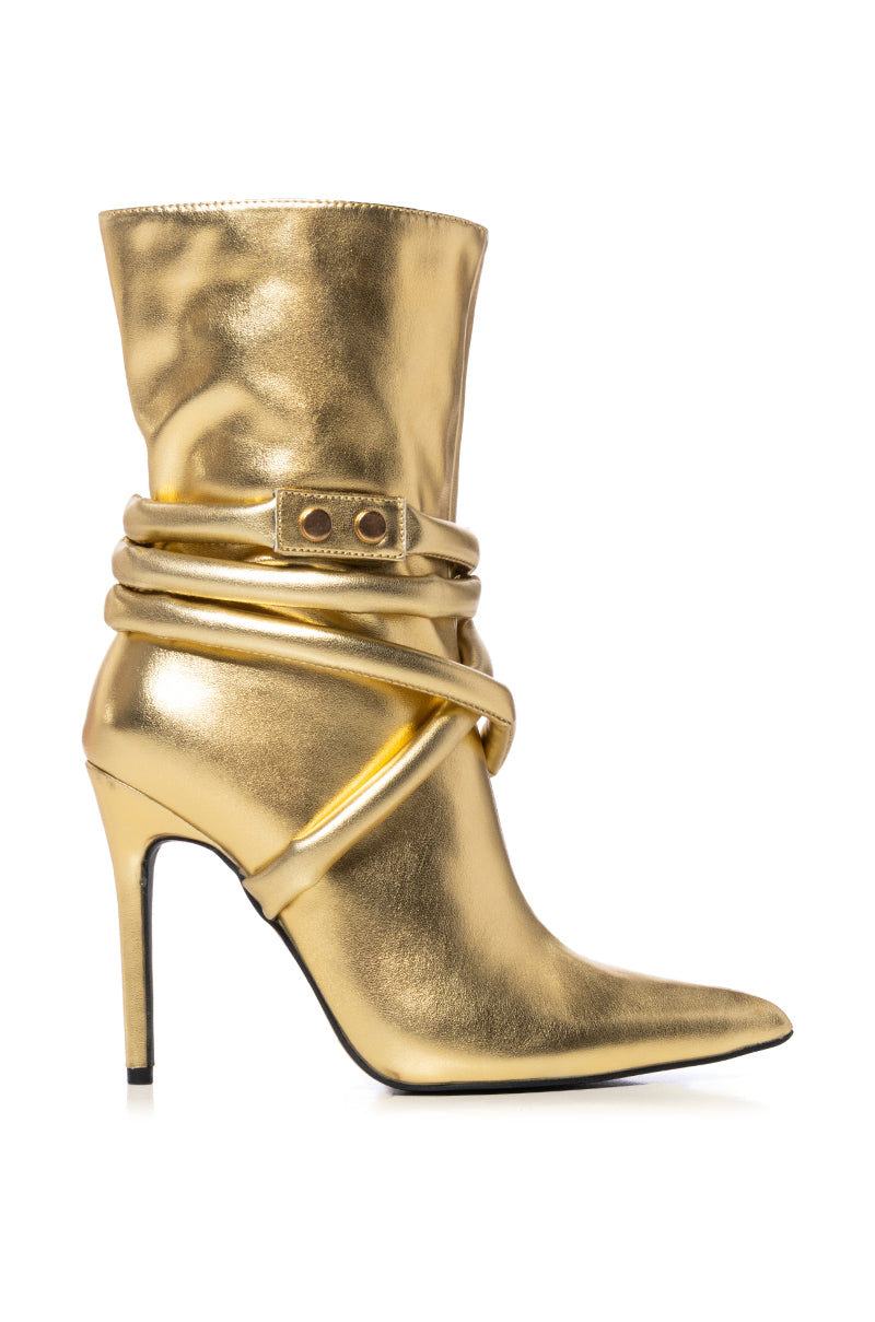 AZALEA WANG RHIANNA GOLD STILETTO BOOTIE